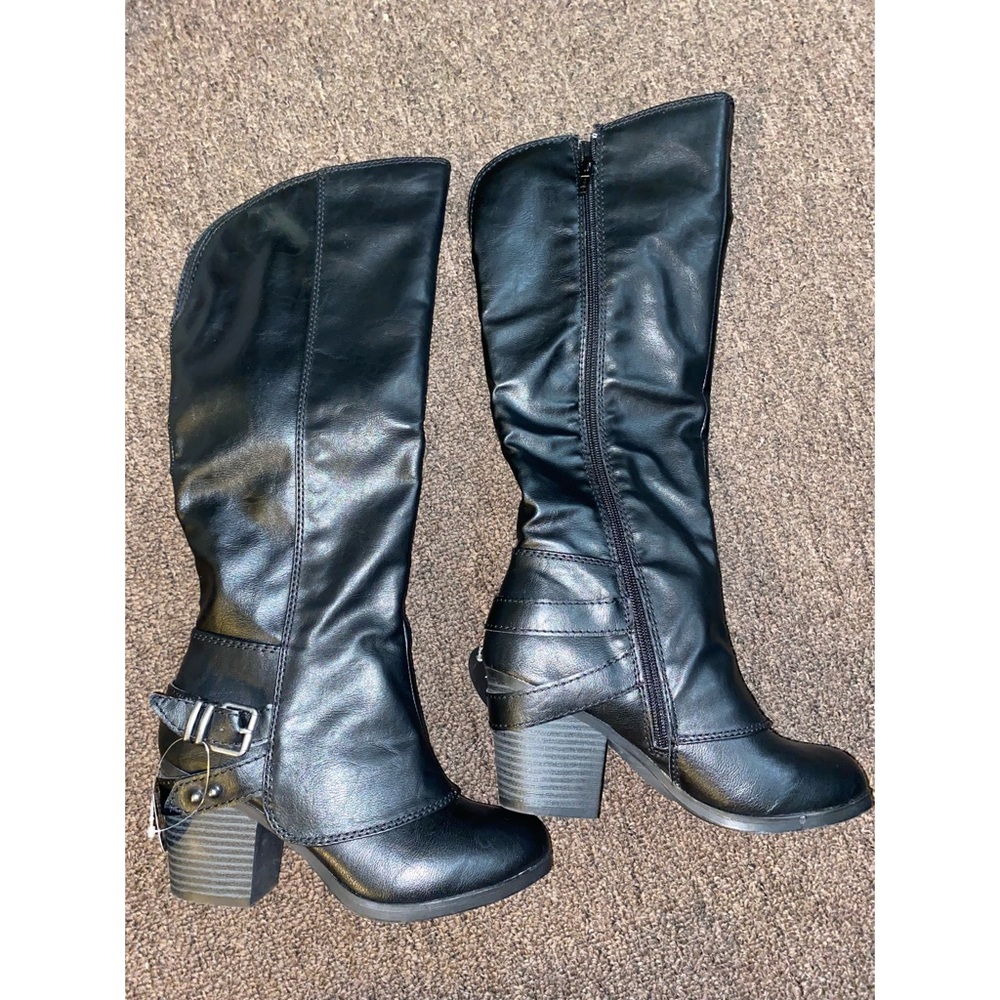 Black Faux Leather Boots